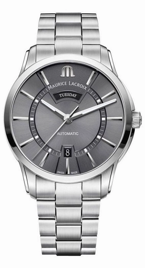 Maurice Lacroix Pontos Stainless Steel Gray Dial Day-Date Automatic Mens Watch PT6358-SS002-332