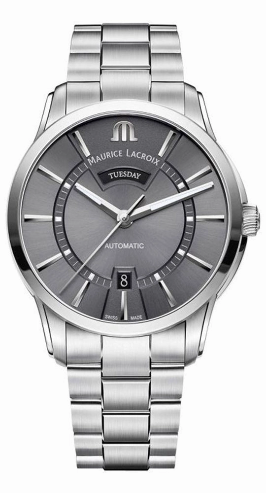 Maurice Lacroix Pontos Stainless Steel Gray Dial Day-Date Automatic Mens Watch PT6358-SS002-332