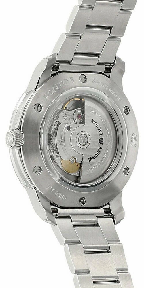 Maurice Lacroix Pontos Stainless Steel Gray Dial Day-Date Automatic Mens Watch PT6358-SS002-332