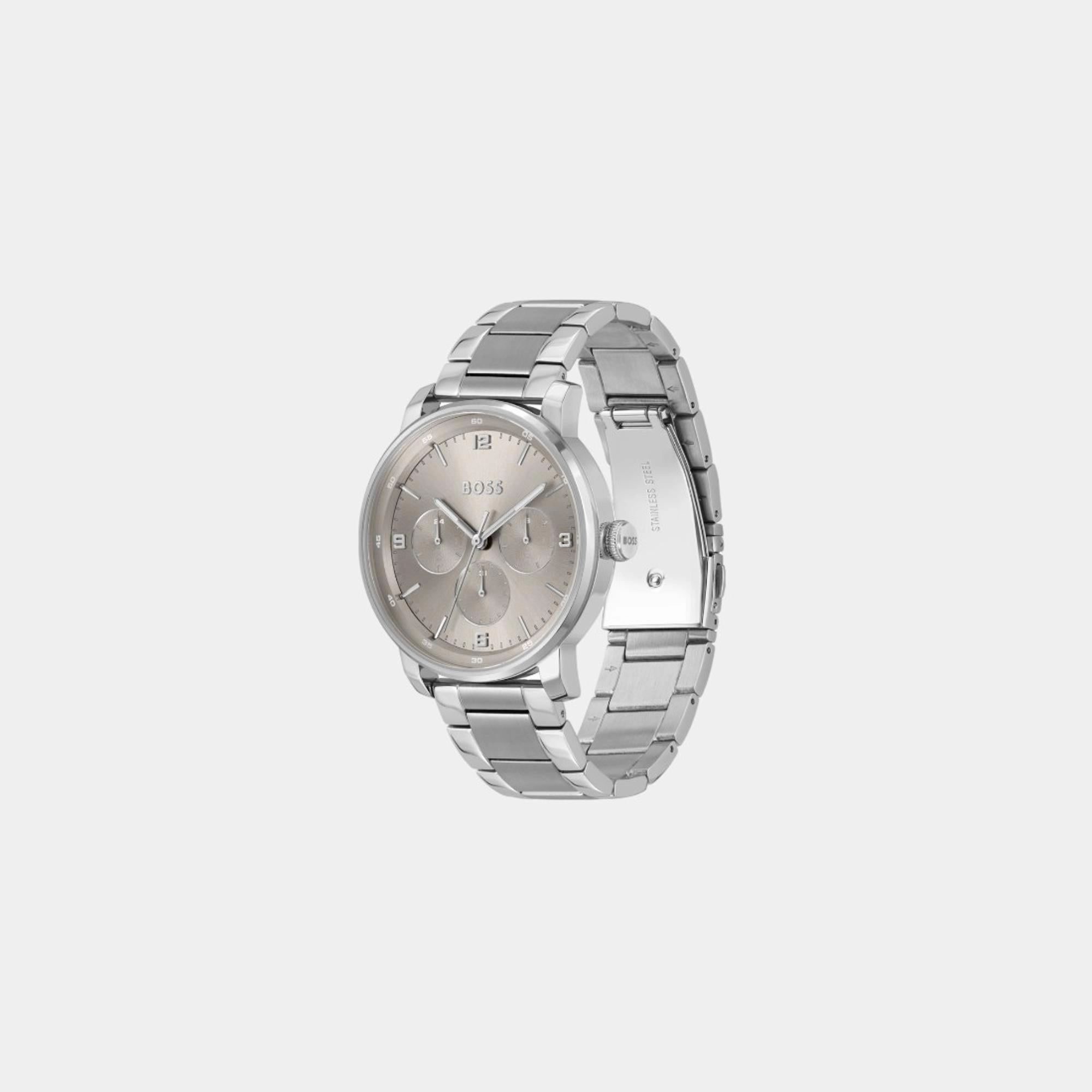 Men's Quartz Multi-Function Warm Grey Dial Stainless Steel Watch 1514127