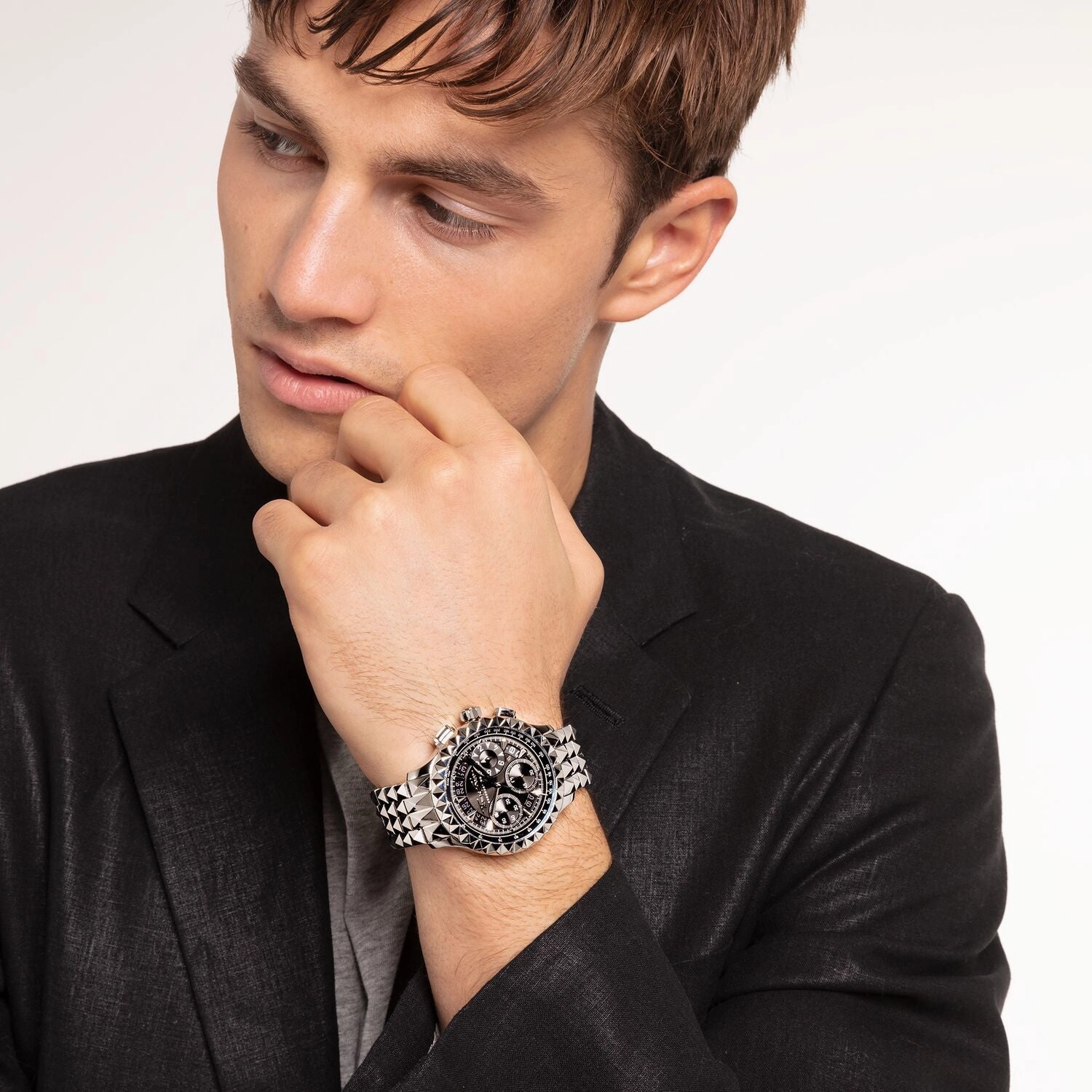 Men's Watch Rebel At Heart Chronograph Silver Black