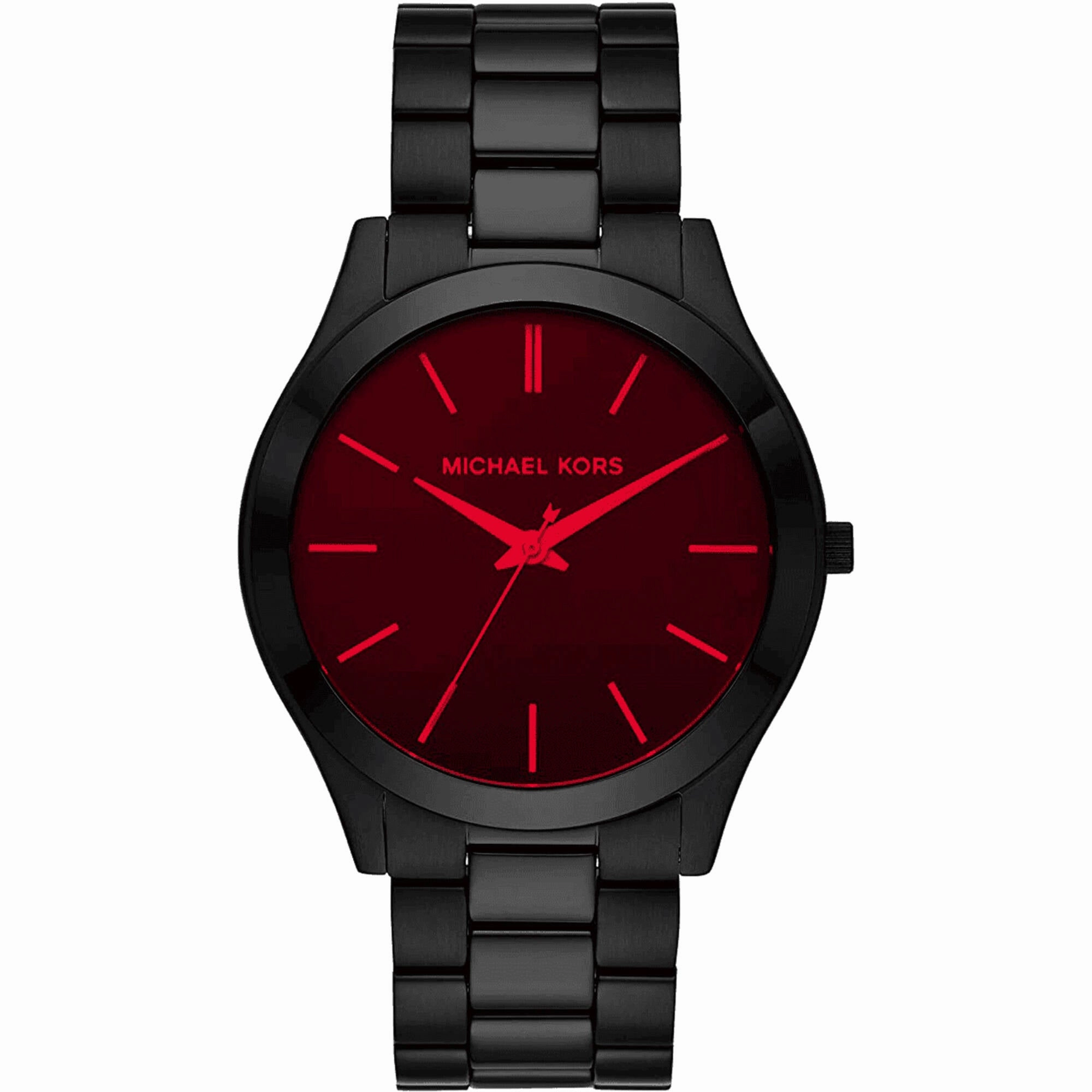 Michael Kors Men's Watch - Slim Runway Black Dial Plated Steel Bracelet | MK8734