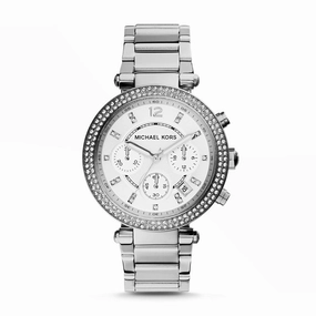 Michael Kors Silver-Tone Glitz Parker Watch MK5353