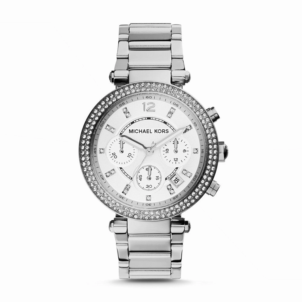 Michael Kors Silver-Tone Glitz Parker Watch MK5353