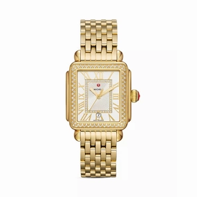 Michele Deco Madison 18K Gold Tone Diamond Watch
