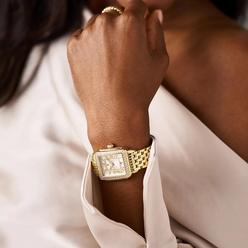 Michele Deco Madison Mid 18k Gold Diamond Watch