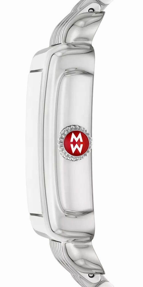 Michele Deco Madison Mid Stainless Steel Diamonds Silver Dial Date Rectangle Womens Watch MWW06G000012