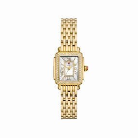 Michele Deco Madison Mini Diamond 18k Gold-Plated Watch