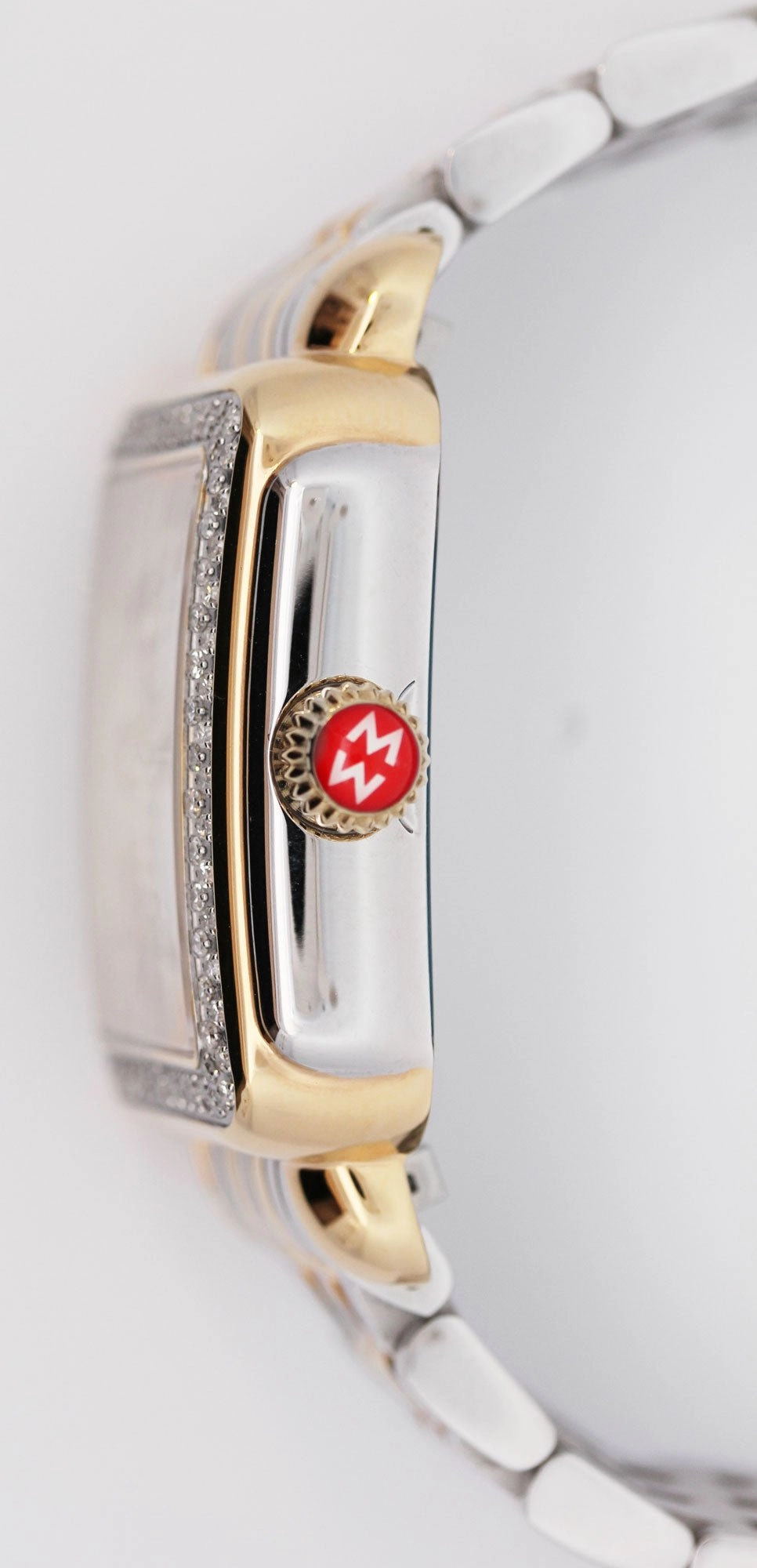 Michele Deco Madison Two-Tone Steel Diamonds Silver Dial Date Rectangle Womens Watch MWW06T000144
