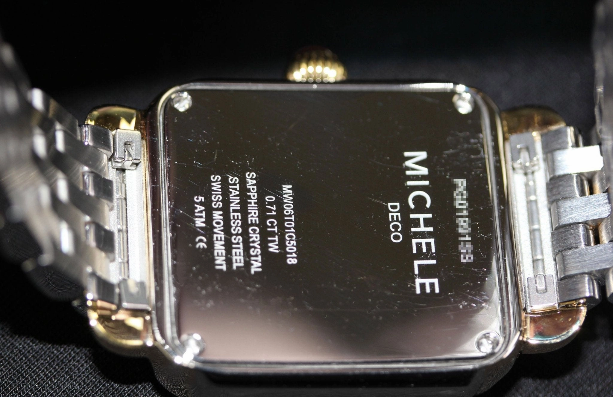 Michele Deco Madison Two-Tone Steel Diamonds Silver Dial Date Rectangle Womens Watch MWW06T000144