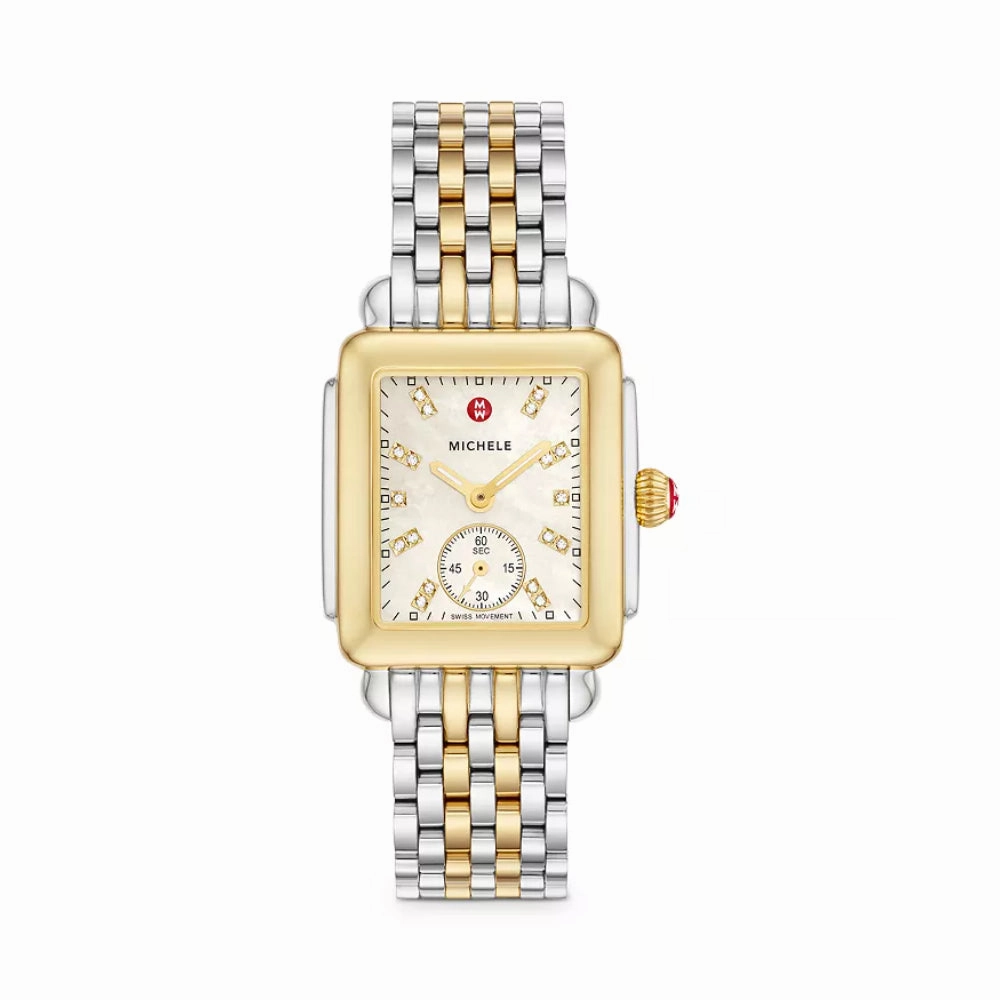Michele Deco Mid Two-Tone Diamond Dial Watch