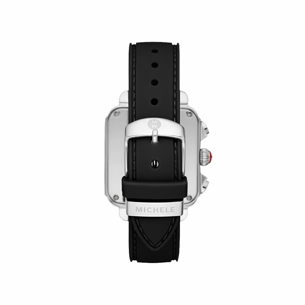 Michele Deco Sport Chronograph Stainless Steel Black Silicone Watch
