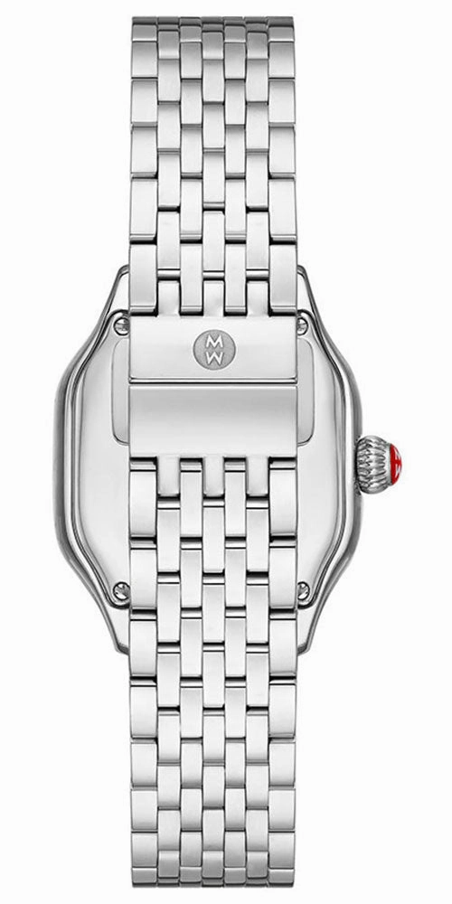 Michele Meggie Stainless Steel Square Silver Mirror Dial Diamonds Womens Watch MWW33B000012