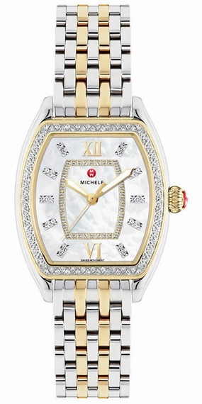 Michele Releve Two-Tone Steel Diamonds Mother-of-Pearl Dial Quartz Womens Watch MWW19B000002