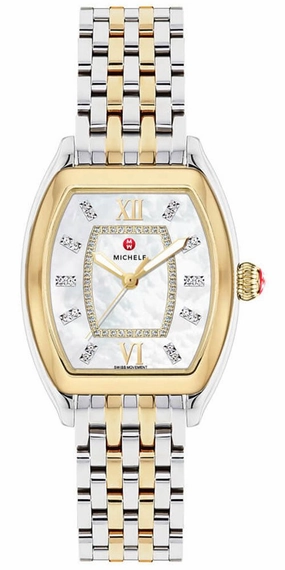 Michele Releve Two-Tone Steel Mother-of-Pearl Dial Diamonds Quartz Womens Watch MWW19B000004