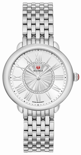 Michele Serein Mid Stainless Steel Diamonds Silver Dial Womens Watch MWW21B000147