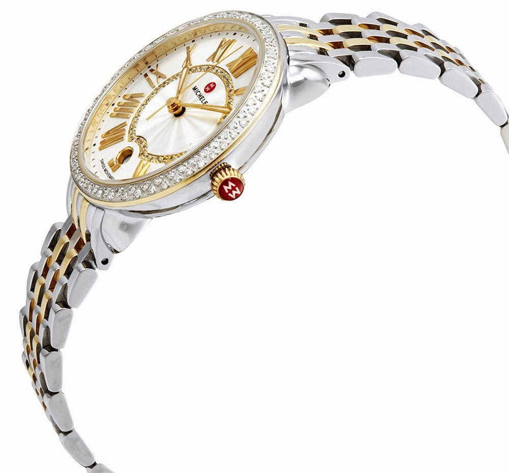 Michele Serein Mid Two-Tone Stainless Steel Diamonds Silver Dial Date Womens Watch Special Edition MWW21B000138