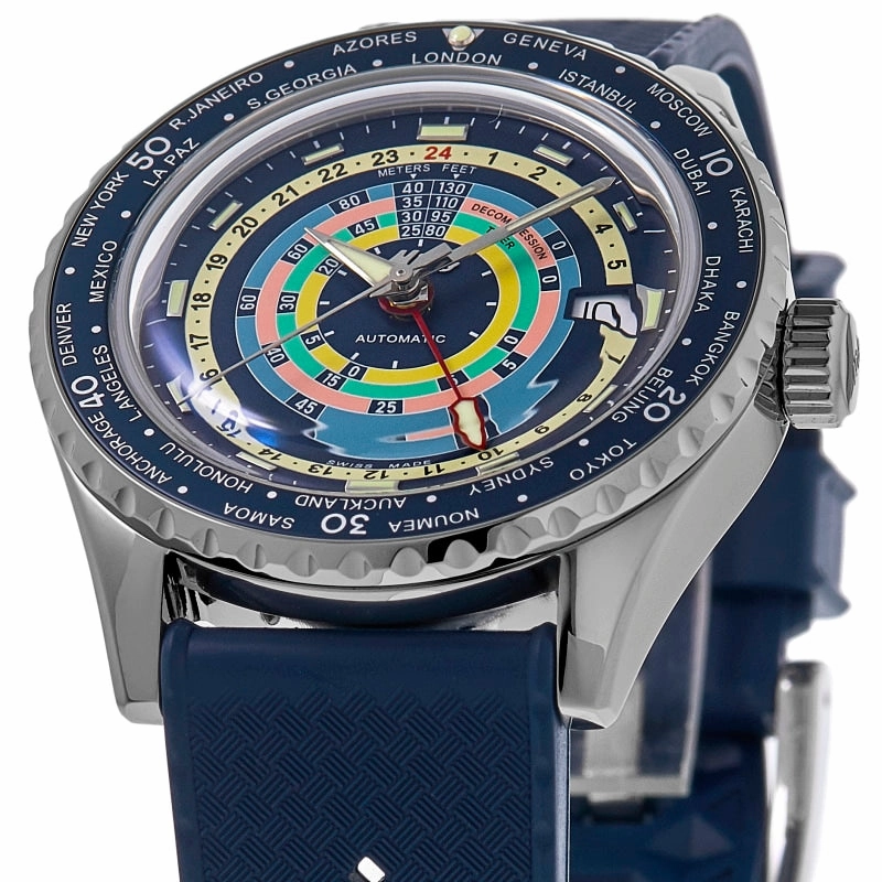 Mido Ocean Star Decompression Worldtimer Blue Dial Rubber Strap Men's Watch M026.829.17.041.00