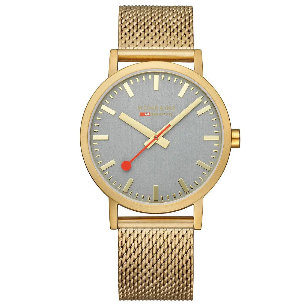 Mondaine Classic Grey Golden Stainless Steel Watch A660.30360.80SBM