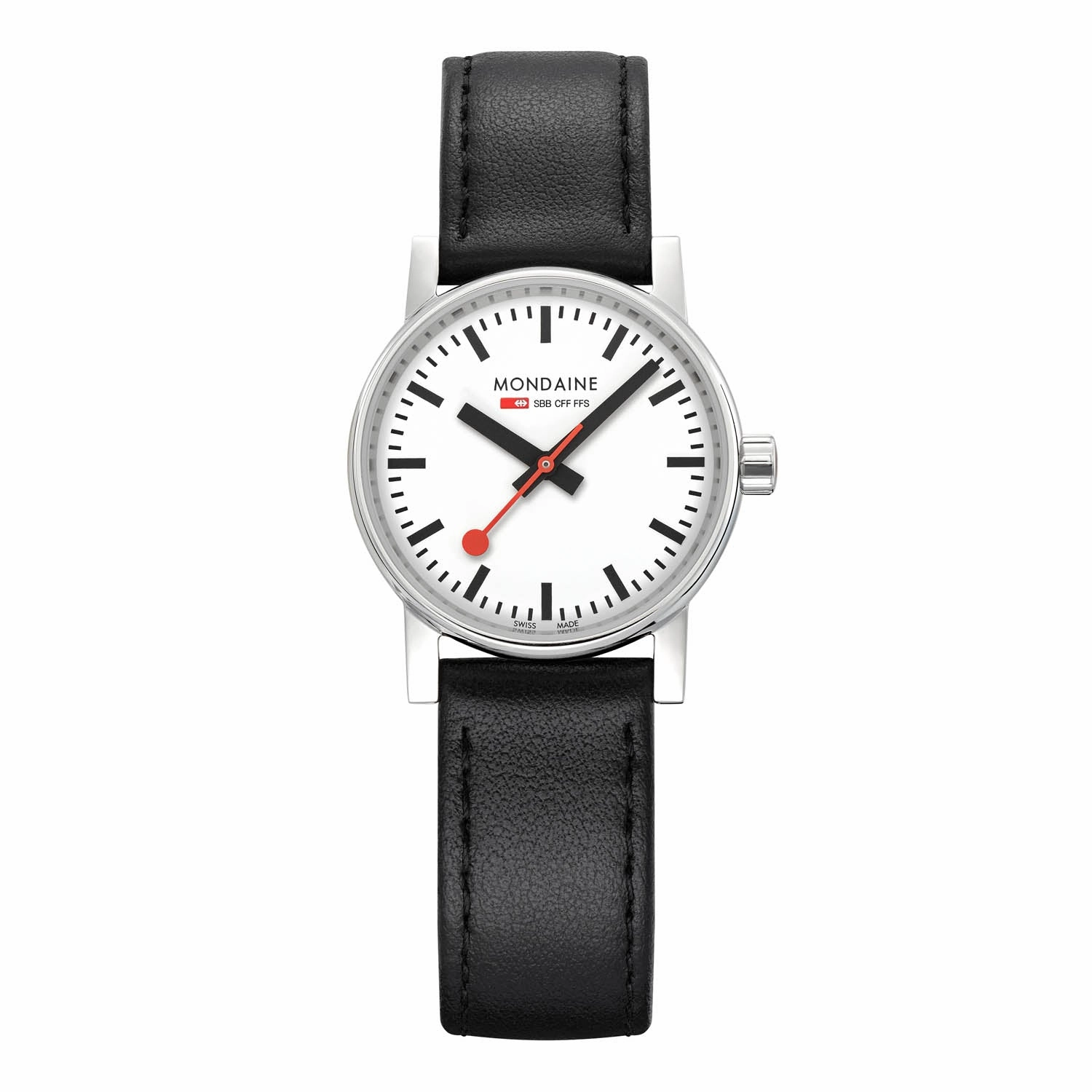 Mondaine Black Vegan Grape Leather 30MM Watch MSE.30110.LBV