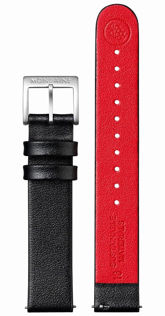 Mondaine Classic Stainless Steel White Dial Black Vegan Leather Strap Quartz Womens Watch A658.30323.16SBB