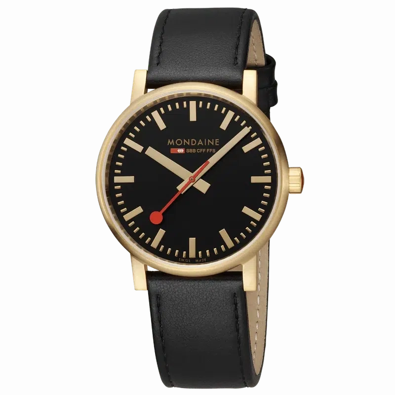 Mondaine Evo2 Black Leather Analogue Watch 40mm