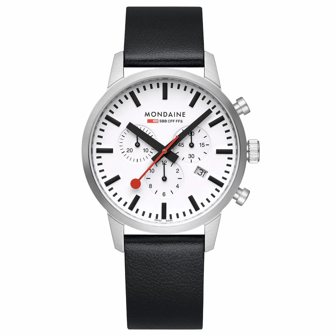Mondaine Neo Black Vegan Grape Leather 41 MM Watch MSD.41411.LBV
