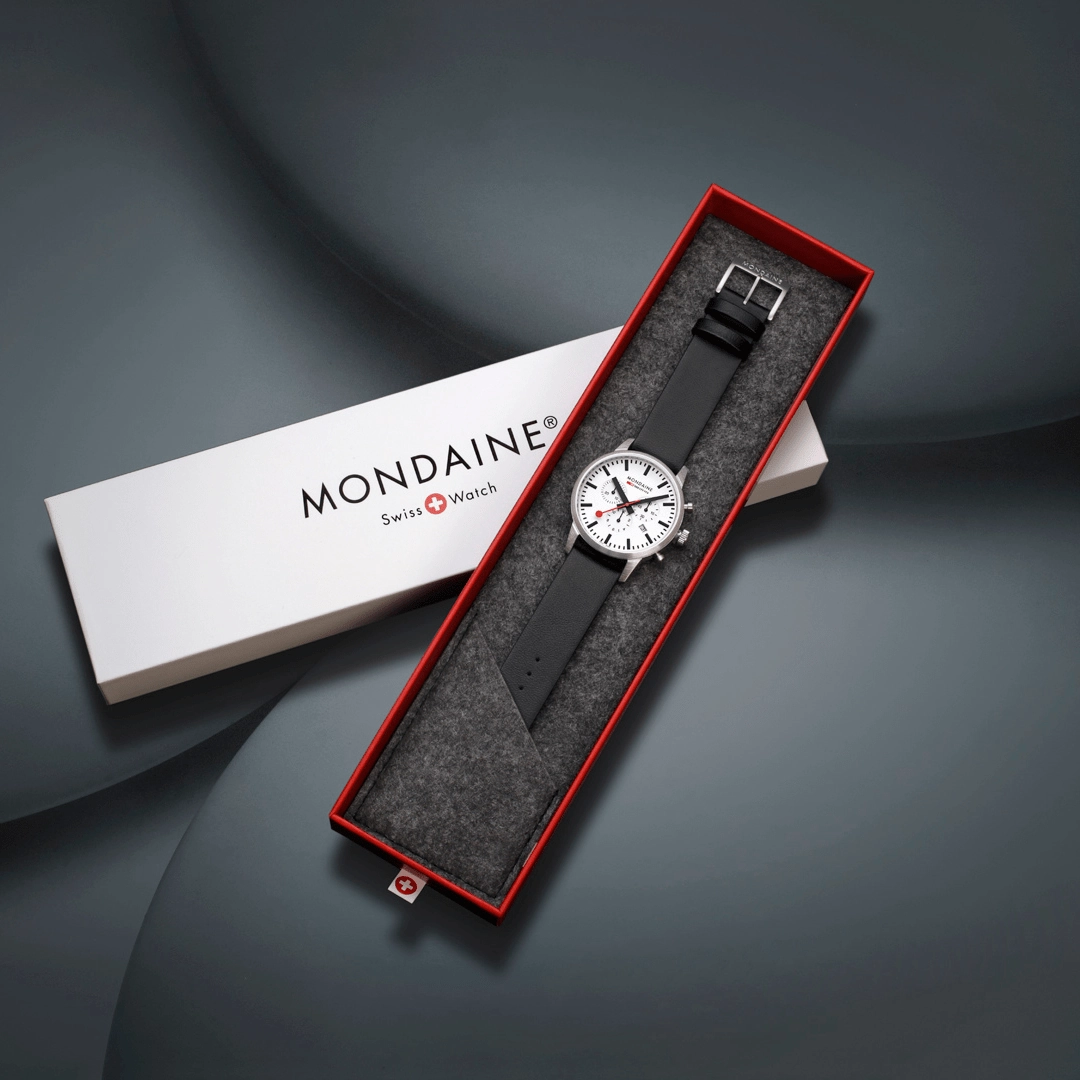 Mondaine Neo Black Vegan Grape Leather 41 MM Watch MSD.41411.LBV