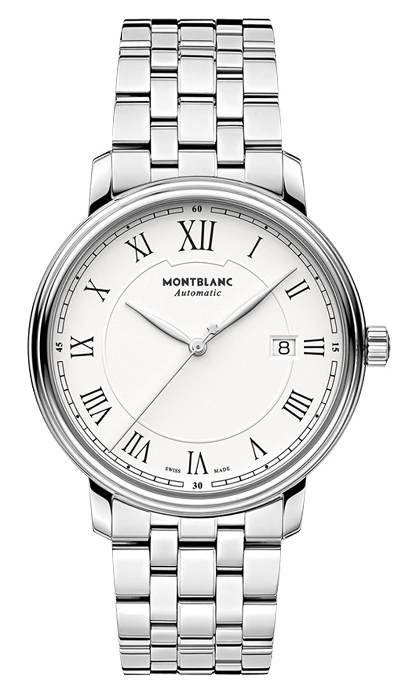 Montblanc Tradition Automatic Stainless Steel White Dial Date Mens Watch 112610