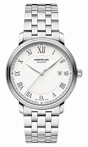Montblanc Tradition Automatic Stainless Steel White Dial Date Mens Watch 112610