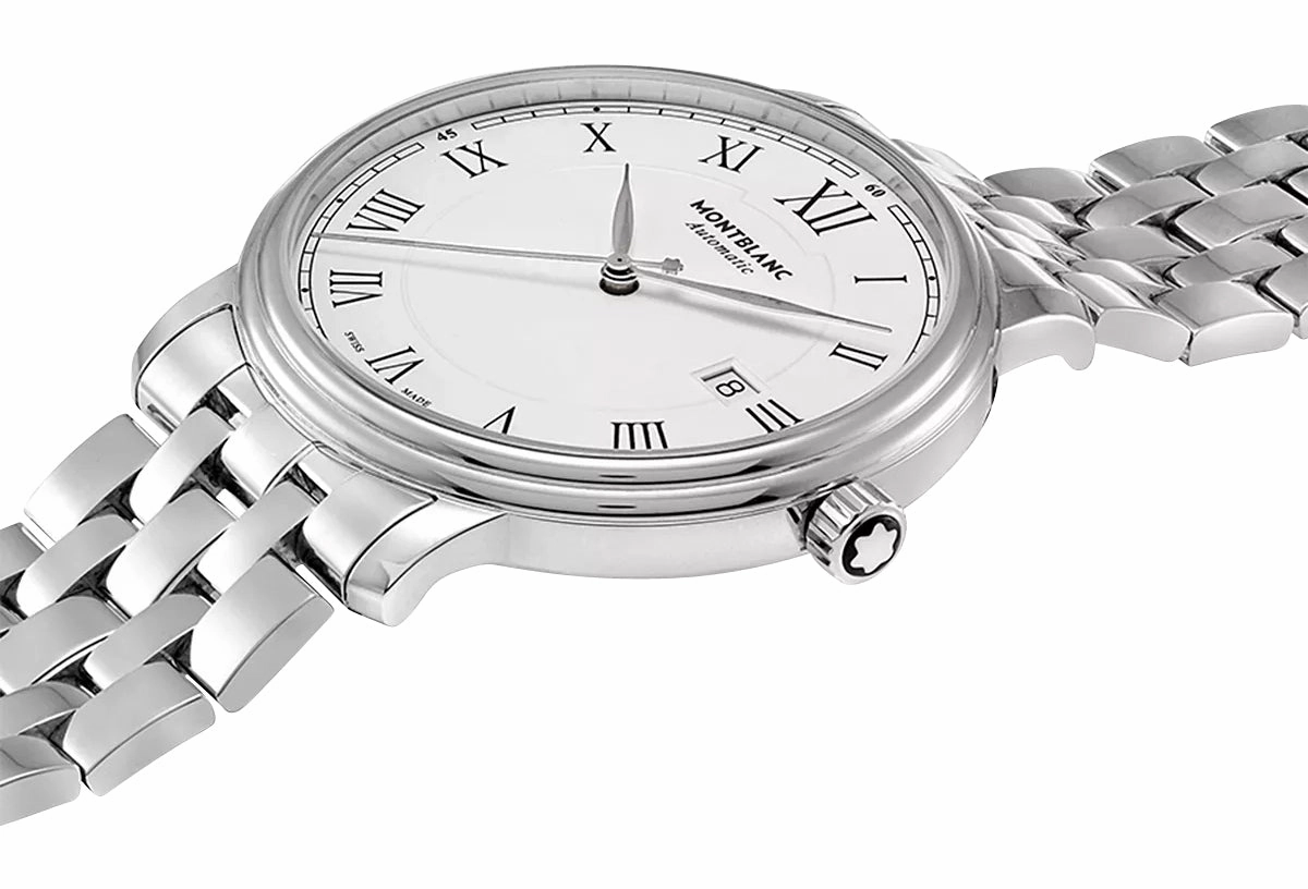 Montblanc Tradition Automatic Stainless Steel White Dial Date Mens Watch 112610