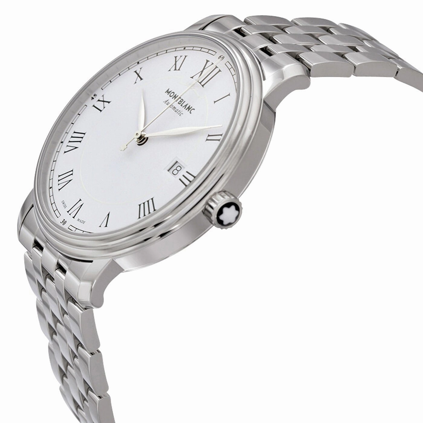 Montblanc Tradition Automatic Stainless Steel White Dial Date Mens Watch 112610