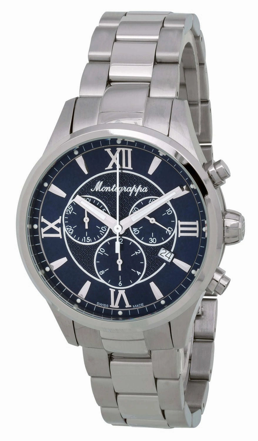 Montegrappa Fortuna Chronograph Blue Dial Stainless Steel Quartz Men's Watch Date IDFOWCID