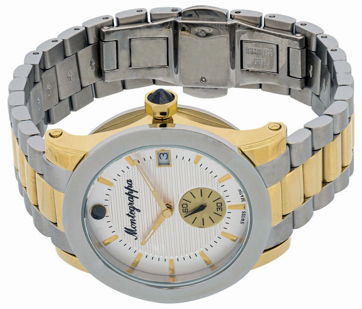 Montegrappa Nerouno White Dial Date Two Tone Stainless Steel Quartz Women's Watch IDLNWA18_Y