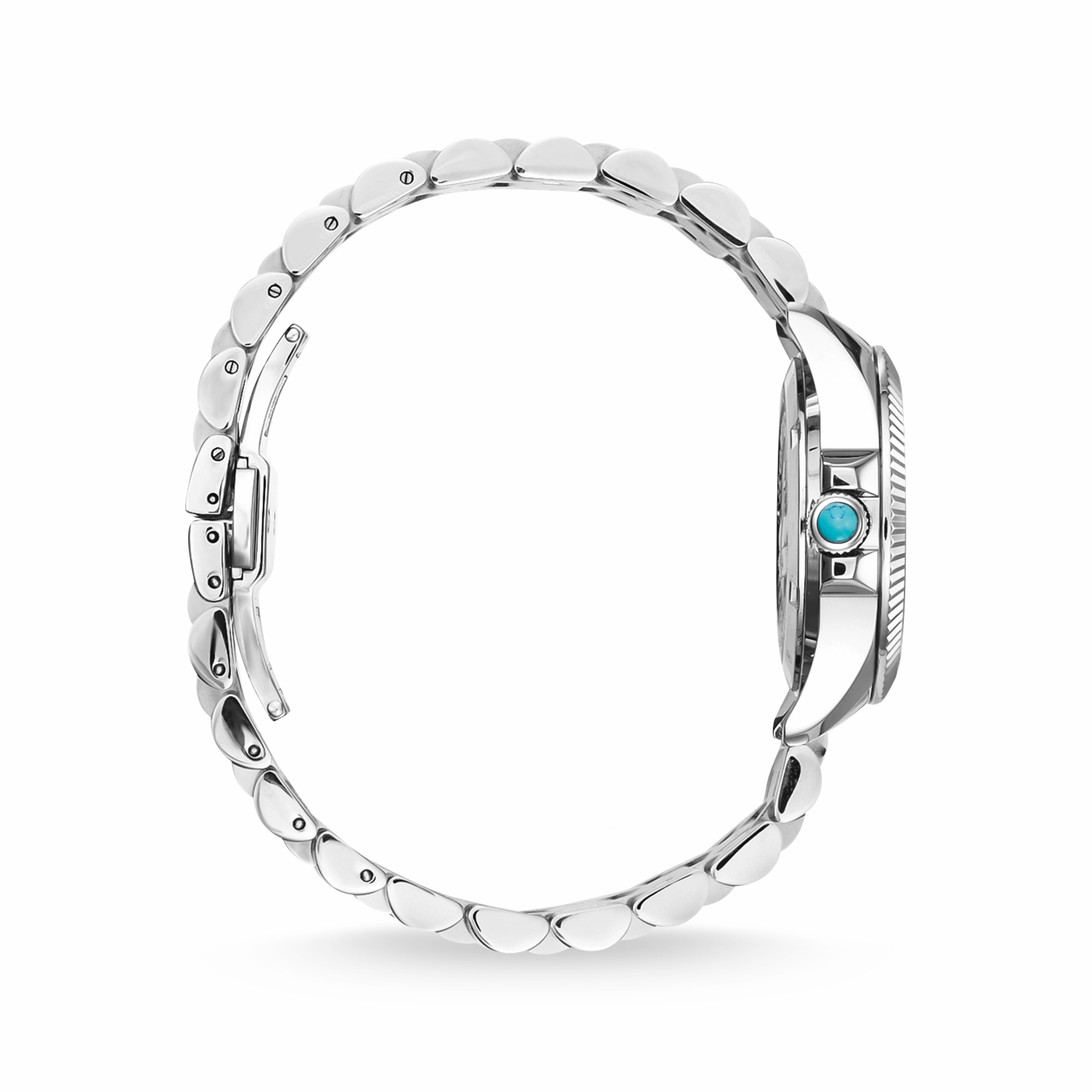Mystic Island Watch with white stones and simulated turquoise silver