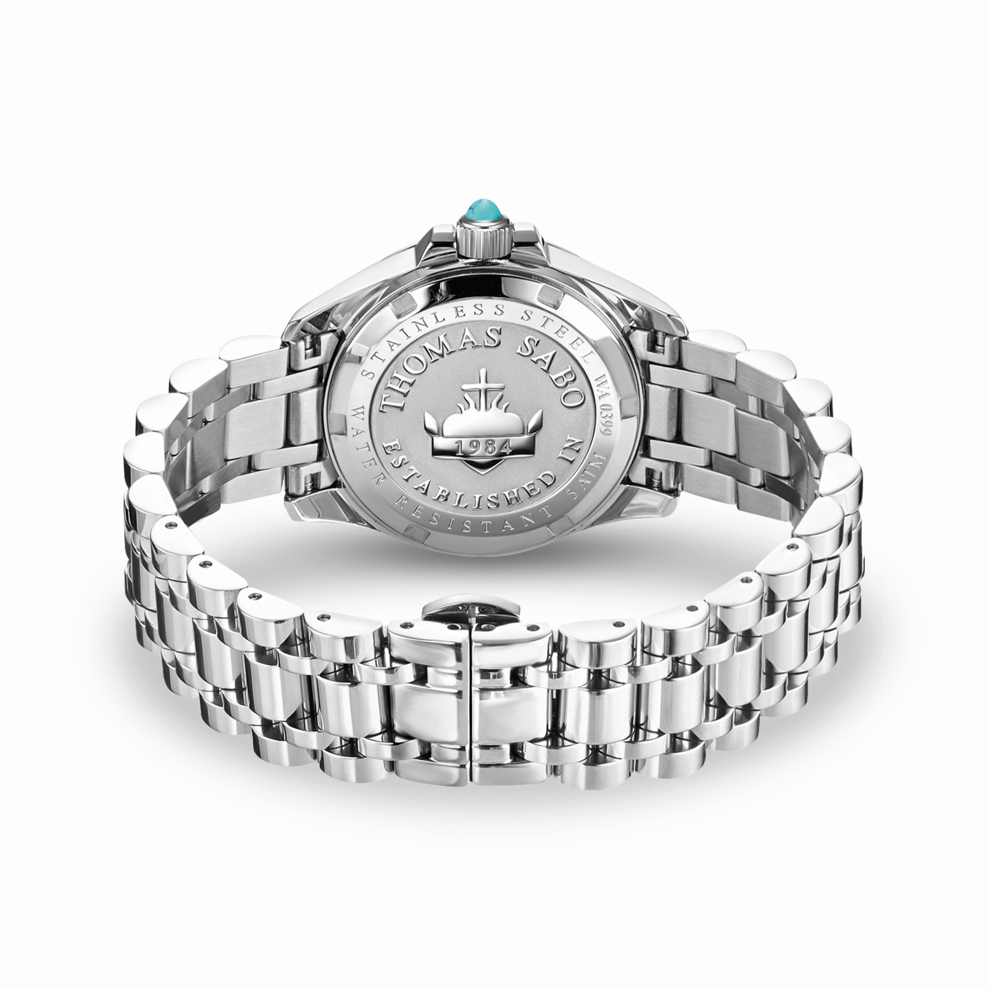 Mystic Island Watch with white stones and simulated turquoise silver