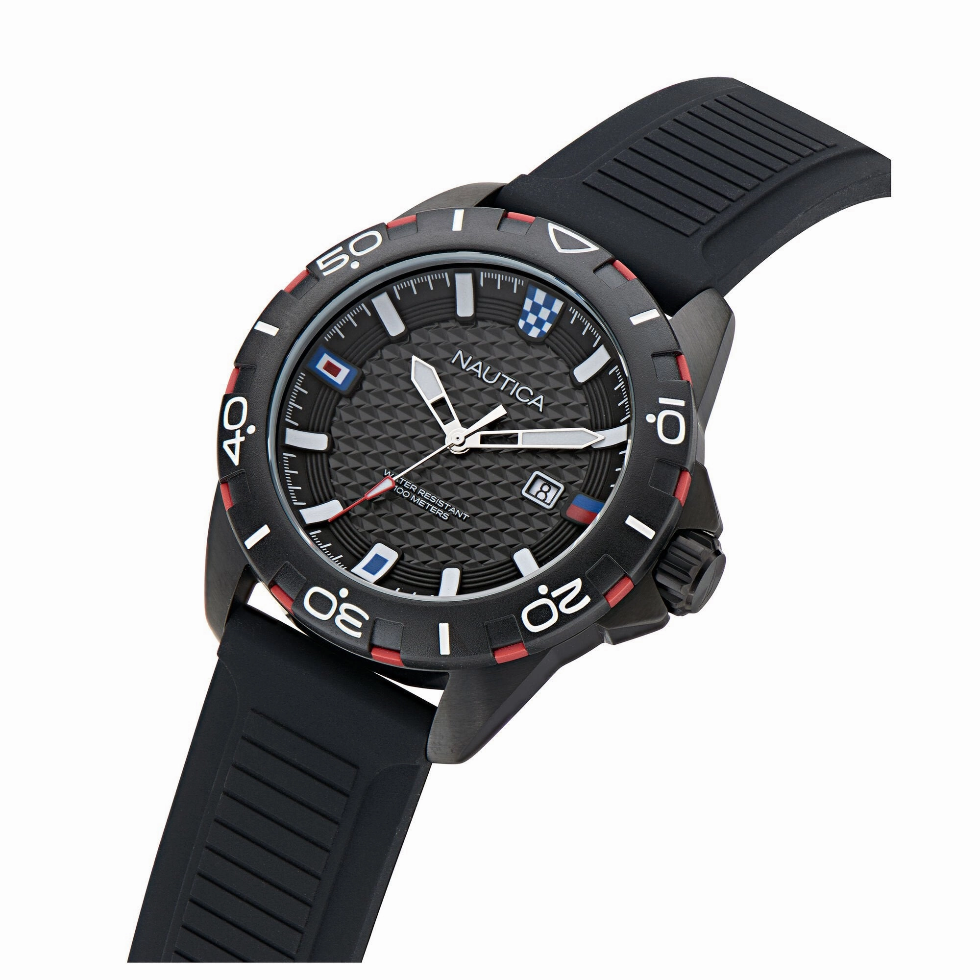 Nautica Mens Nsr Silicone Strap 3-Hand Watch