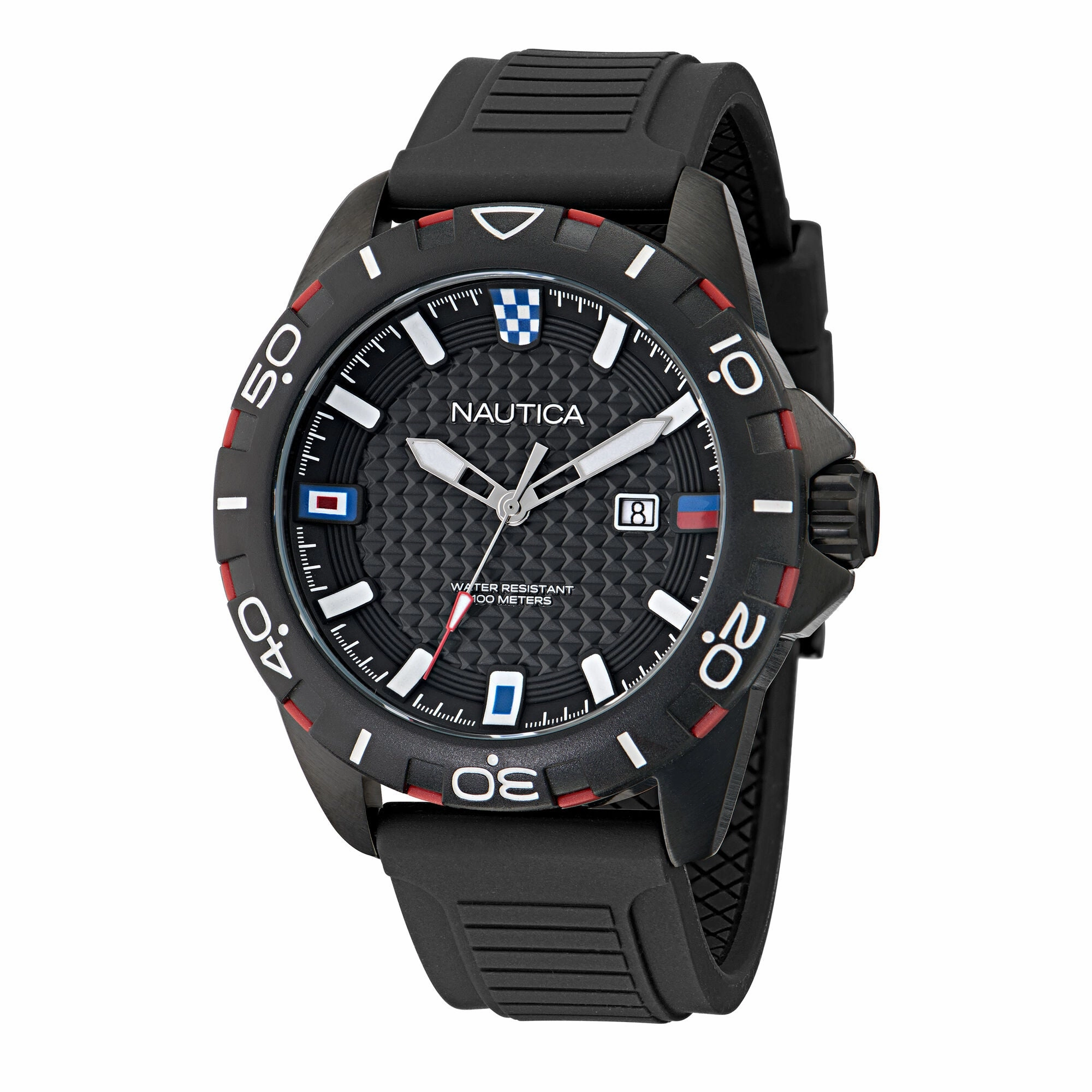 Nautica Mens Nsr Silicone Strap 3-Hand Watch