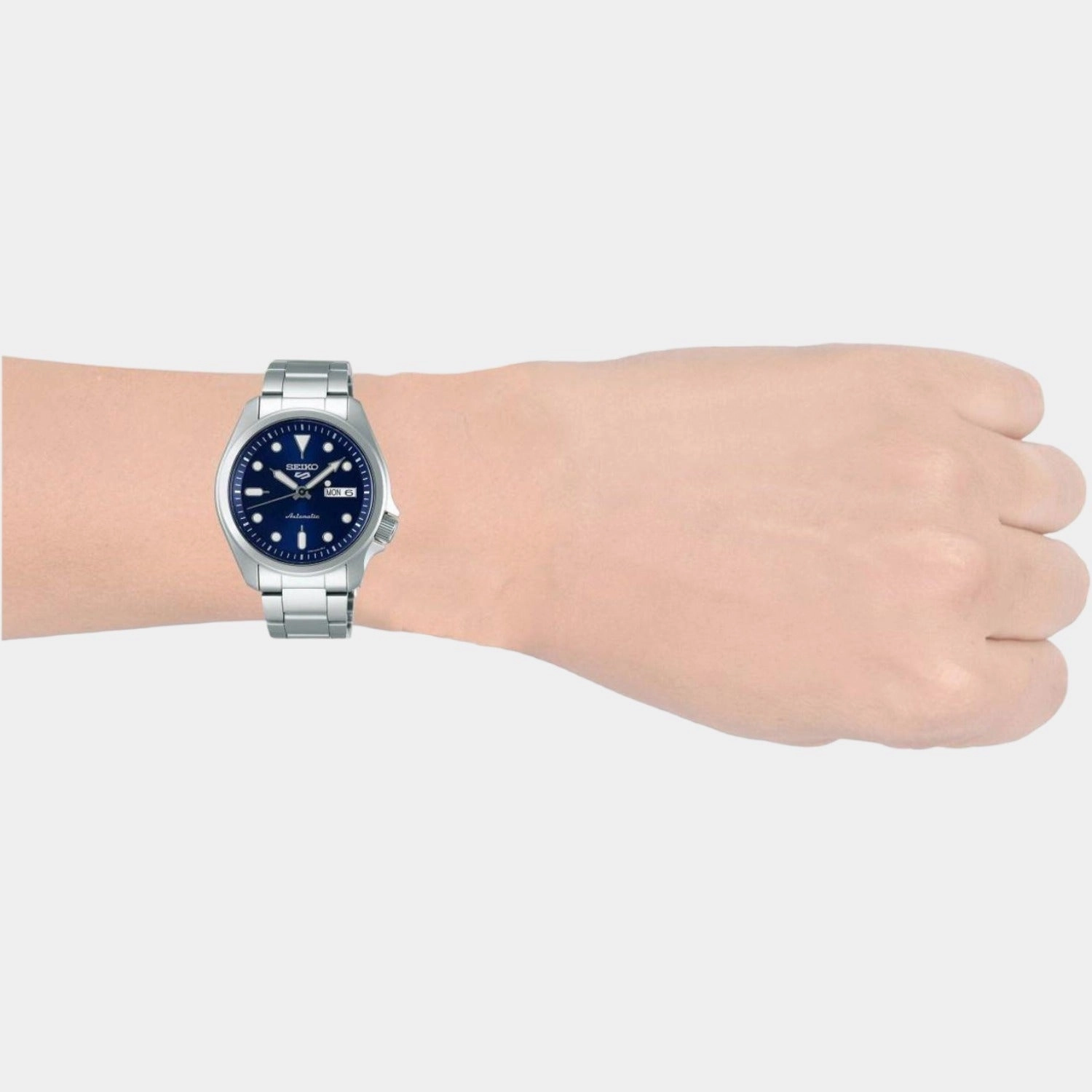 New 5 Sports Men Automatic Blue Dial Analog Stainless Steel Watch SRPE53K1