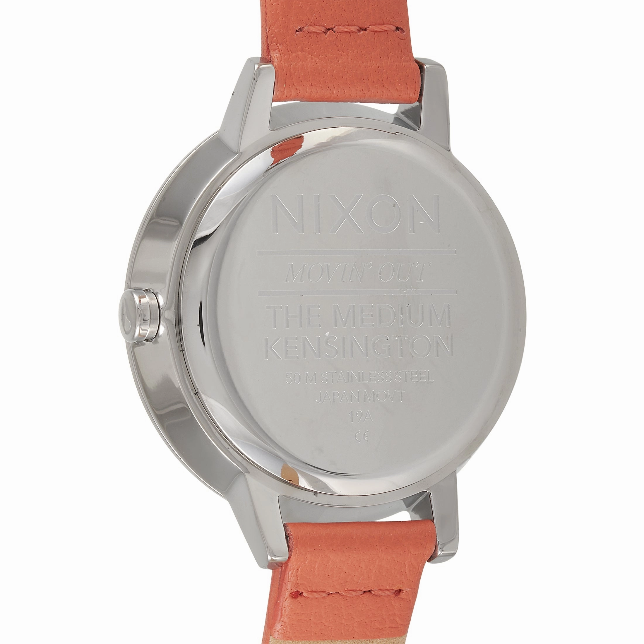 Nixon Medium Kensignton Leather 32mm Silver/Black/Red Stainless Steel Watch A1261-2958