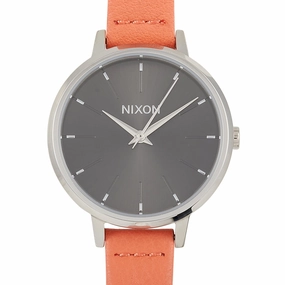 Nixon Medium Kensignton Leather 32mm Silver/Black/Red Stainless Steel Watch A1261-2958