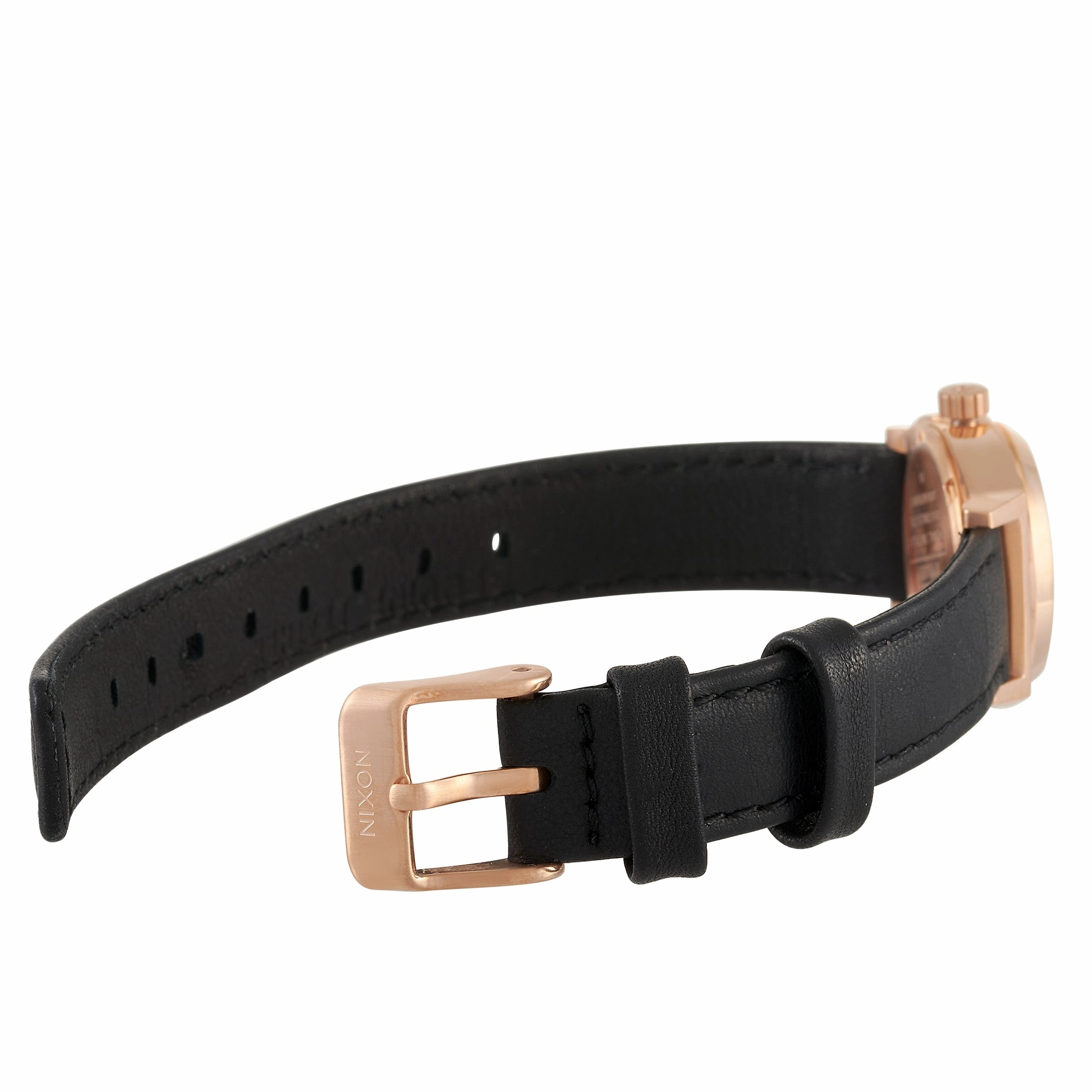 Nixon Small Time Teller Leather All Rose Gold 26 mm Stainless Steel Ladies Watch A509 1932