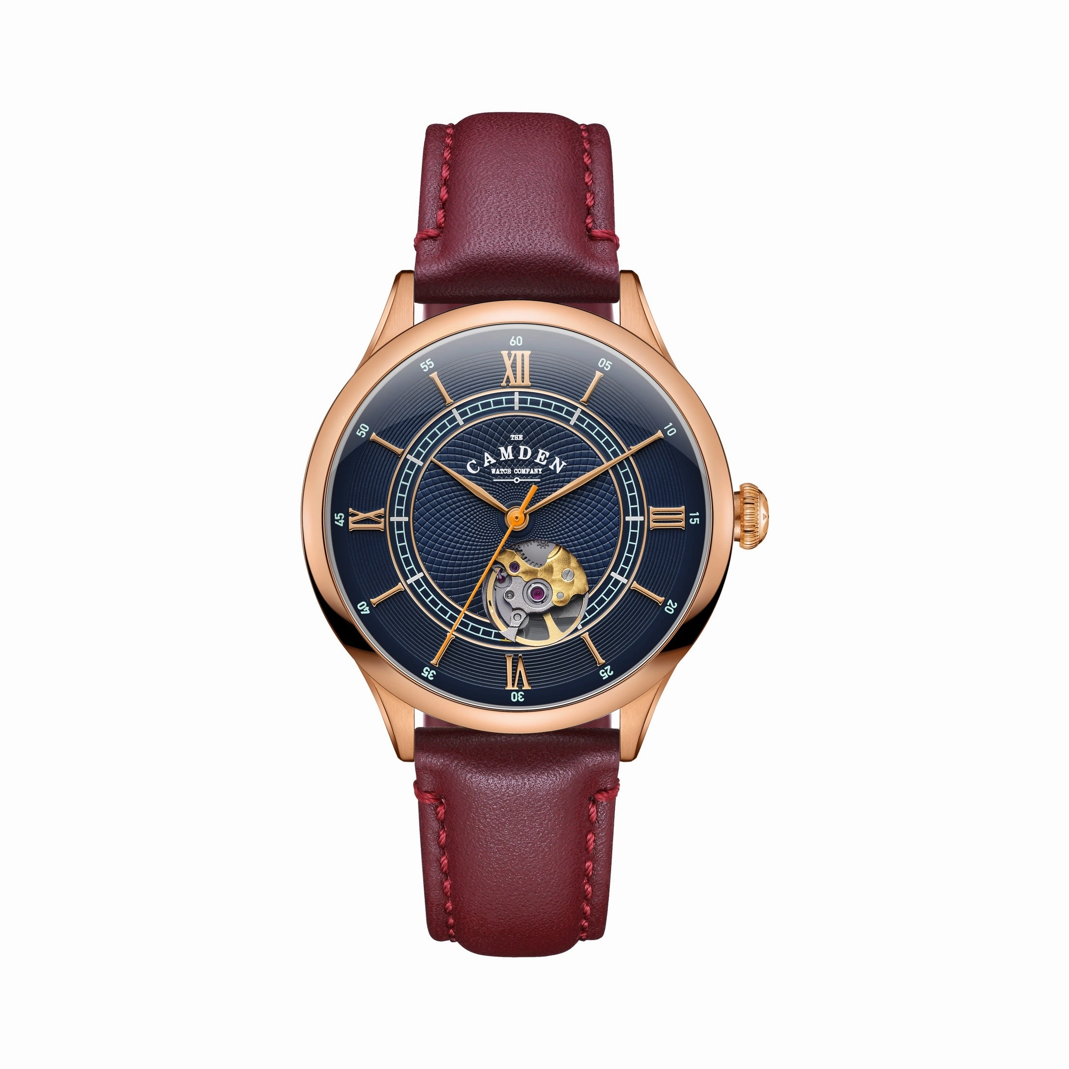 No.274 Open Heart Rose gold, blue and oxblood