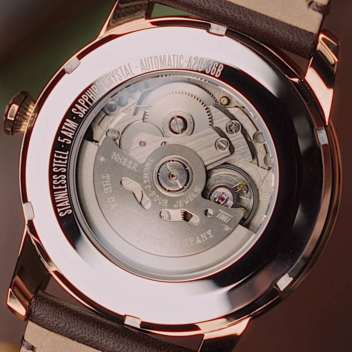 No.29 Automatic Rose Gold, Green and Tan