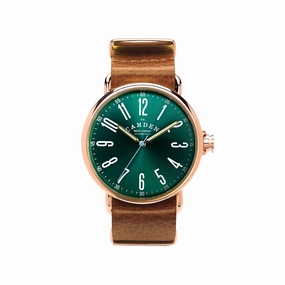 No.88 Rose Gold, Green and Tan Leather
