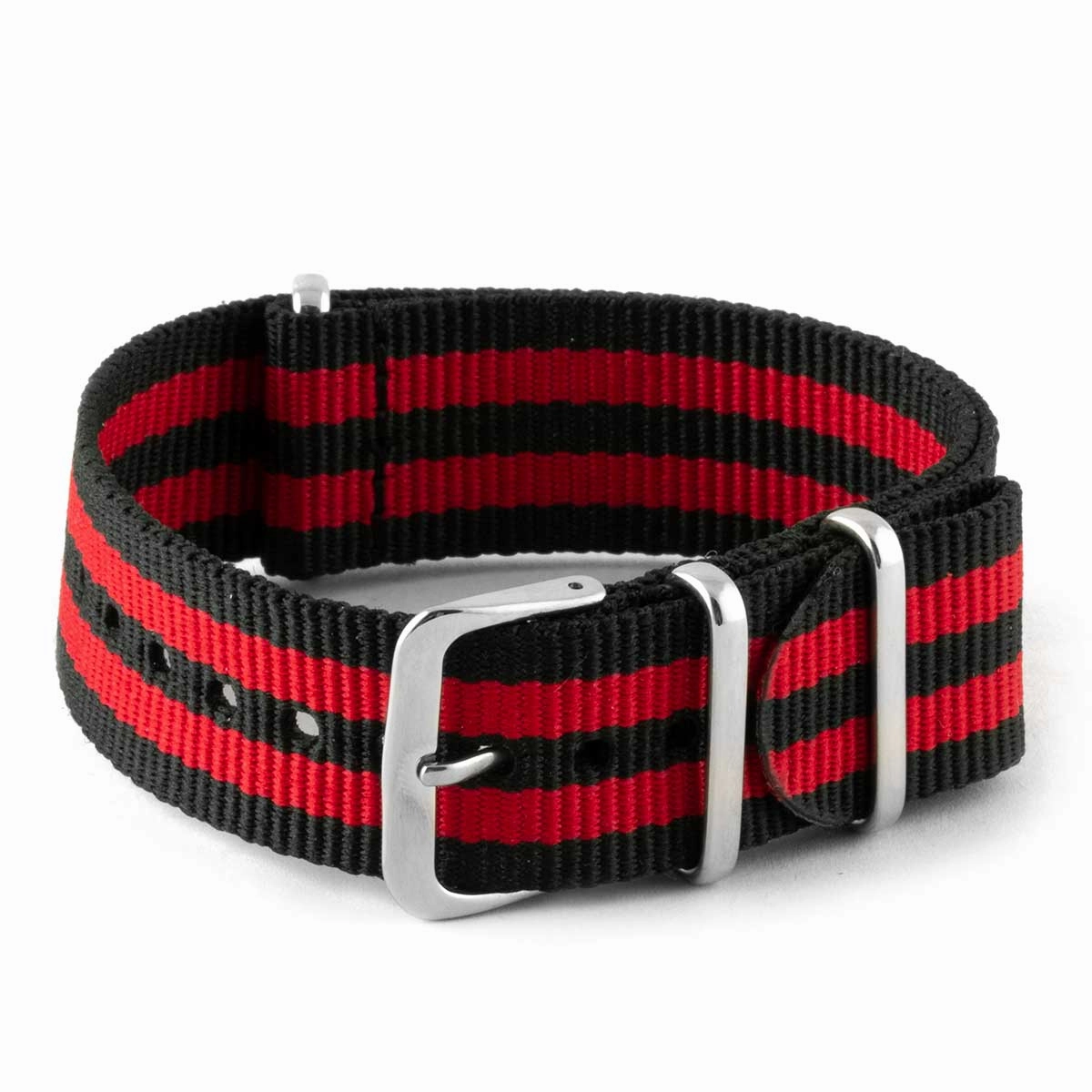 Nylon / fabric nato strap - 2 colors stripes (black, brown, grey, blue, red, white, yellow, beige)
