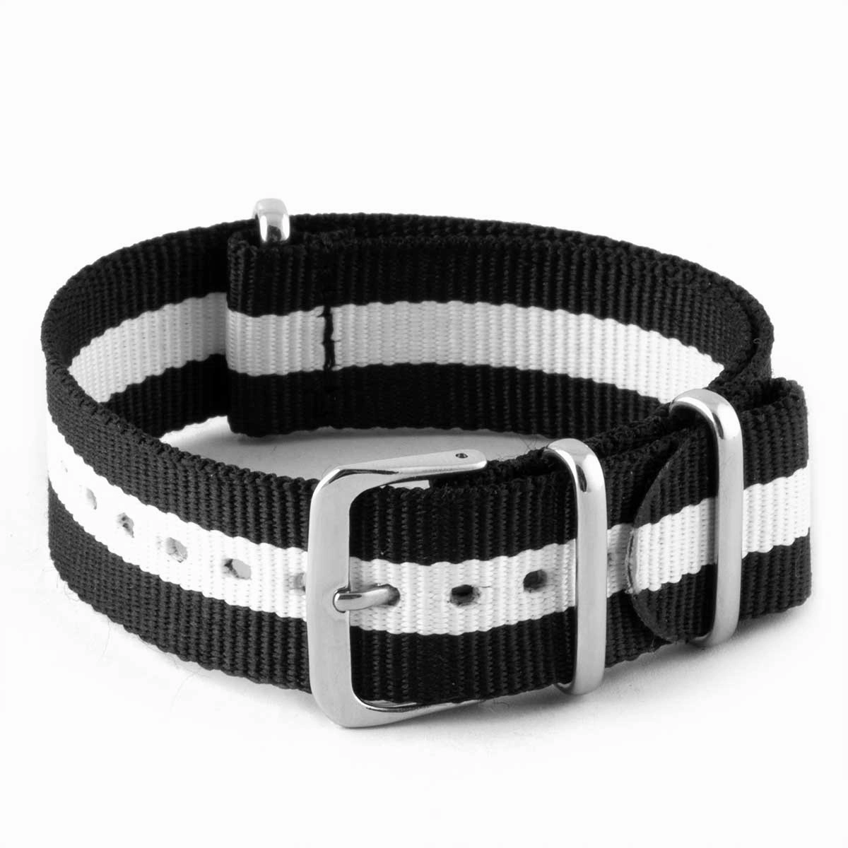 Nylon / fabric nato strap - 2 colors stripes (black, brown, grey, blue, red, white, yellow, beige)