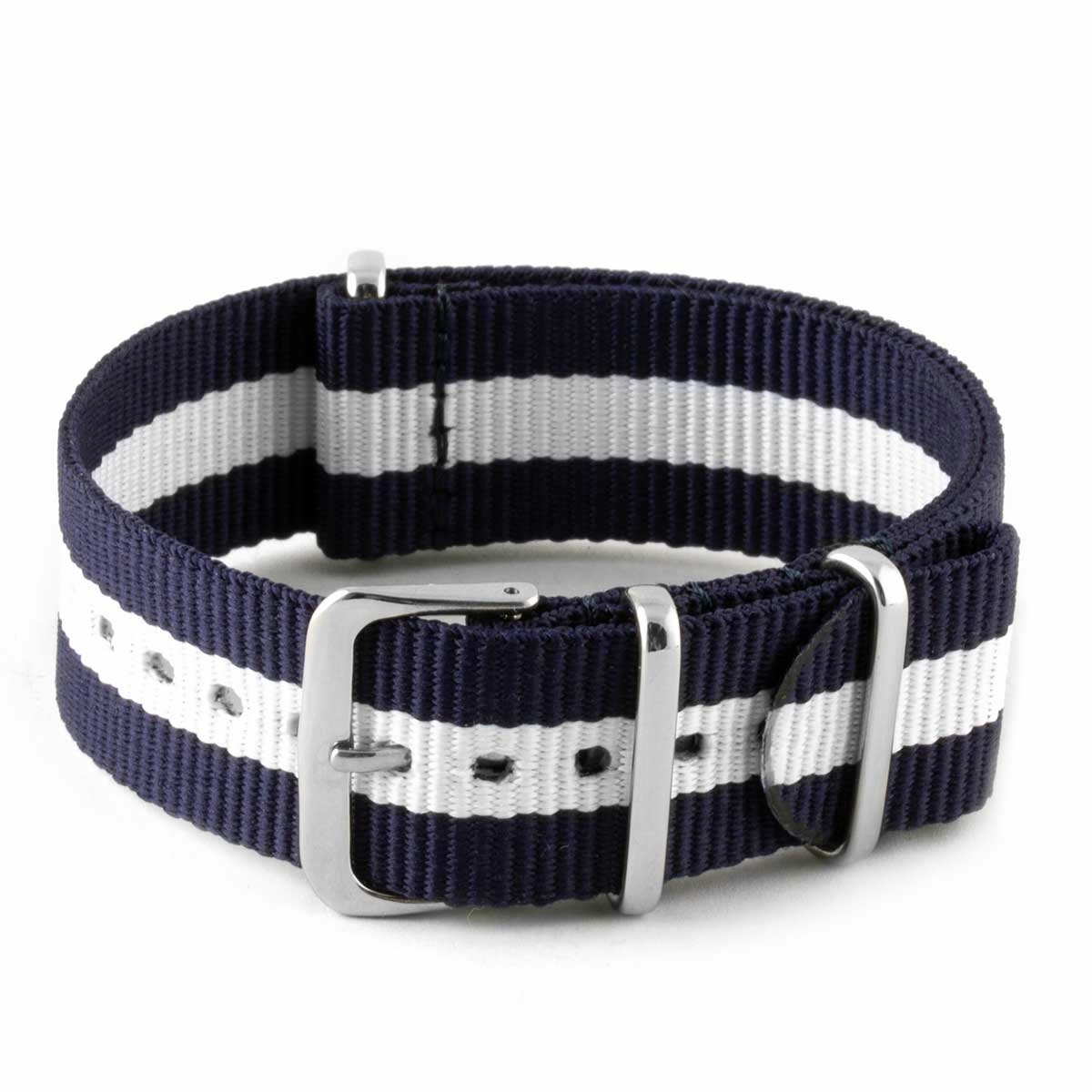 Nylon / fabric nato strap - 2 colors stripes (black, brown, grey, blue, red, white, yellow, beige)