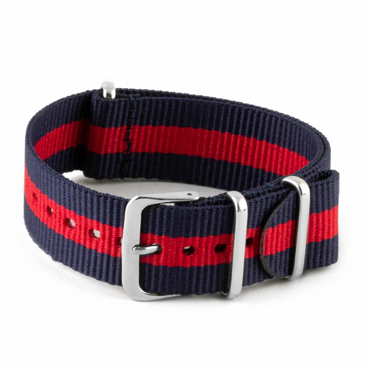 Nylon / fabric nato strap - 2 colors stripes (black, brown, grey, blue, red, white, yellow, beige)