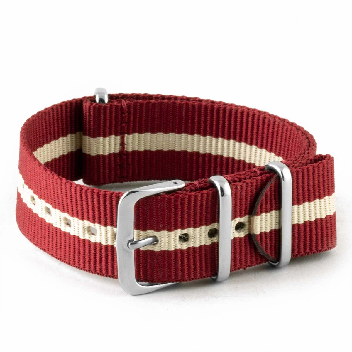 Nylon / fabric nato strap - 2 colors stripes (black, brown, grey, blue, red, white, yellow, beige)